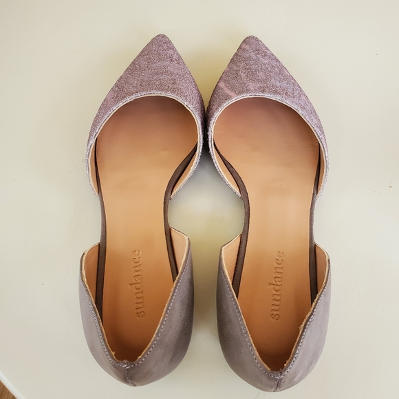 Sundance Catalog Pointed Toe Flats 39 Damask Lace Shimmer Leather 8.5 - Picture 9 of 9